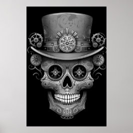Suiker Schedel Zwart + Wit Beeld op een Muurposter Poster