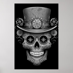 Suiker Schedel Zwart + Wit Beeld op een Muurposter Poster