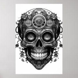 Suiker Schedel Zwart + Wit Beeld op een Muurposter Poster