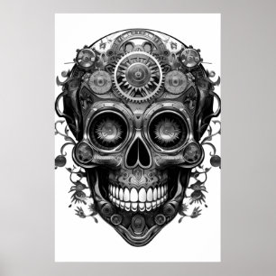 Suiker Schedel Zwart + Wit Beeld op een Muurposter Poster