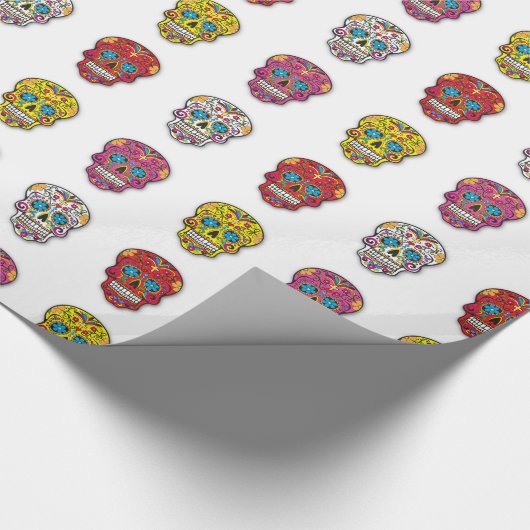 Suiker schedelpokkendot cadeaupapier (Hoek)