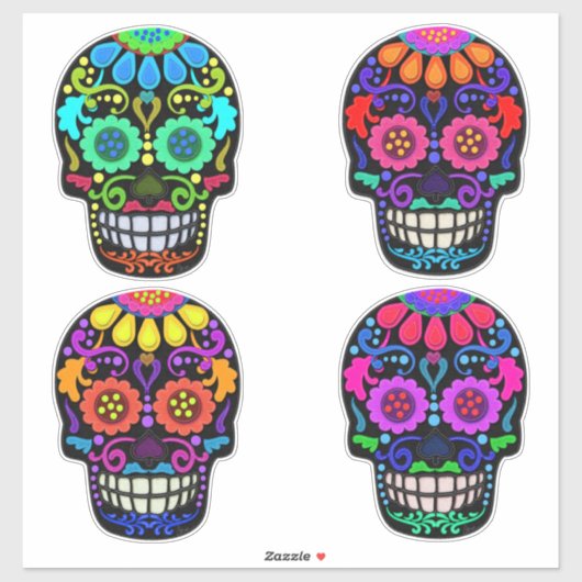 Suiker Schedels | Dag van de Doden | Groot formaat Sticker (Vel)