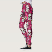 Suiker Schedels en Krullen Roze Rood ID725 Leggings (Links)