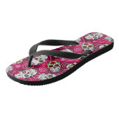 Suiker Schedels en Krullen Roze Rood ID725 Teenslippers (Schuin)