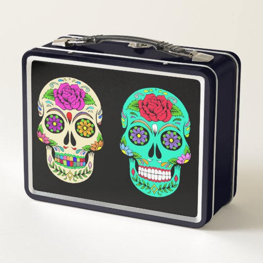Suiker Schedels Metalen Lunchbox (Achterkant)