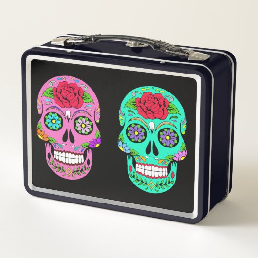 Suiker Schedels Metalen Lunchbox (Achterkant)