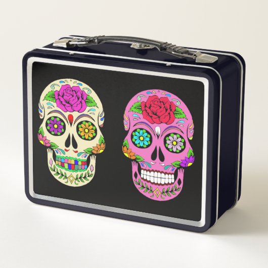 Suiker Schedels Metalen Lunchbox (Achterkant)