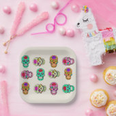 Suiker Schedels Papieren Bord (Feest)