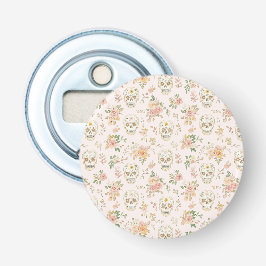 Suiker Schedels Perzik Bloemen Button Flesopener