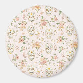 Suiker Schedels Perzik Bloemen Magneet (Voorkant)