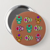 Suiker Schedels Ronde Button 4,0 Cm (Voorkant /achterkant)
