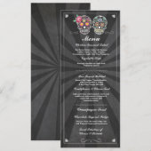 Suiker Schedels Schoolbord Huwelijksfeest Menu Kaart (Voorkant / Achterkant)