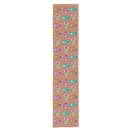 Suiker Schedels Tafel Runner Korte Tafelloper (Voorkant)