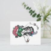 Suiker schedelvrouw met Rozen Briefkaart (Staand voorkant)