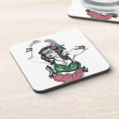 Suiker schedelvrouw met Rozen Drankjes Onderzetter (Linkerzijde)