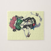 Suiker schedelvrouw met Rozen Legpuzzel (Horizontaal)