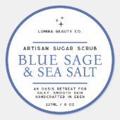 Suiker scrub label eenvoudig blauwe salie wit (Voorkant)