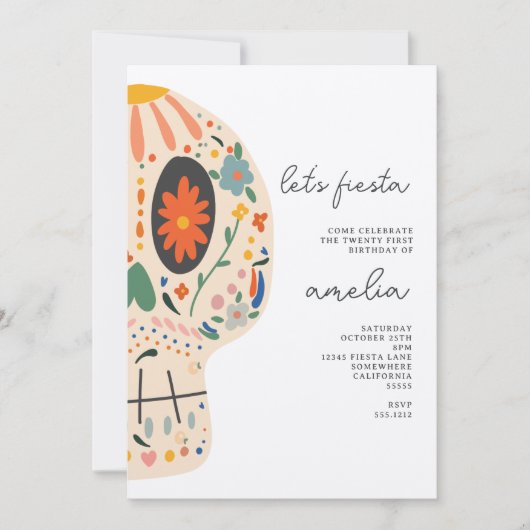 SUIKER SKELET PARTY UITNODIGING (Voorkant)