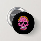 Suiker Skull Borstkanker Awareness Roze Lint Ca Ronde Button 5,7 Cm (Voorkant /achterkant)