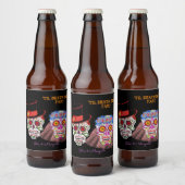Suiker Skull Bride & Groom tot de dood ons doen Bier Etiket (Flessen)