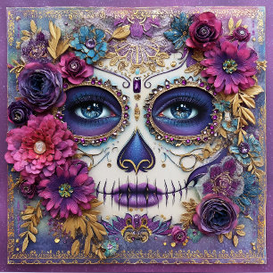 Suiker Skull Dame Gezicht Dag Van De Doden Keramis Tegeltje