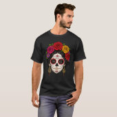 Suiker Skull Dame Witte Lijn Kunst | Gotisch T-shirt (Voorkant volledig)