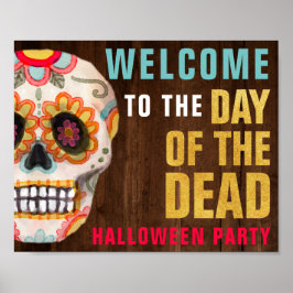 Suiker Skull Day of Dead Halloween Party Welcome Poster