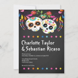 Suiker Skull Day of the Dead Fun Colorful Wedding Kaart