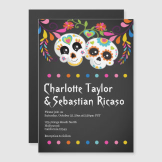 Suiker Skull Day of the Dead Fun Colorful Wedding Magnetische Uitnodiging
