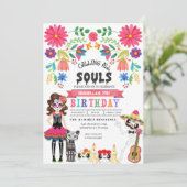 Suiker Skull Day of the Dead Halloween Birthday Kaart (Staand voorkant)