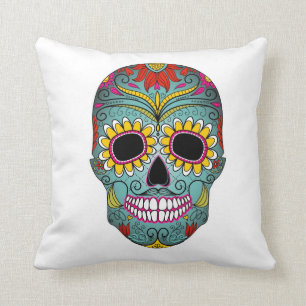 Suiker Skull Day of the Dead with floral ornaments Kussen