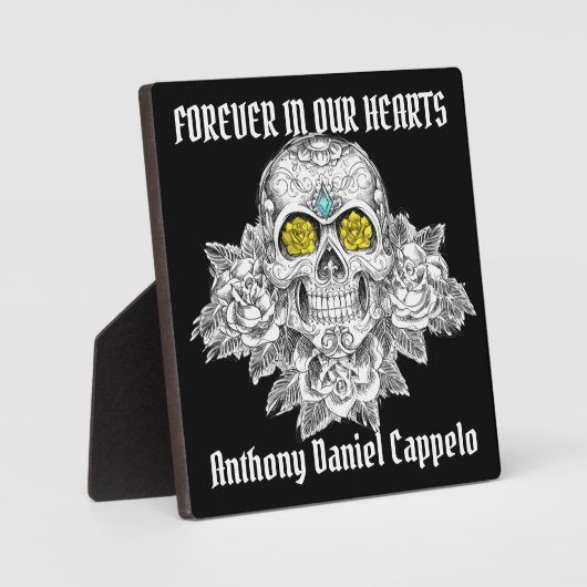 Suiker Skull en Roses-herdenking Fotoplaat (Voorkant)