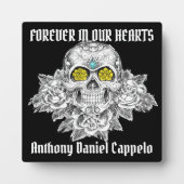 Suiker Skull en Rozen Herdenking Fotoplaat (Voorkant)