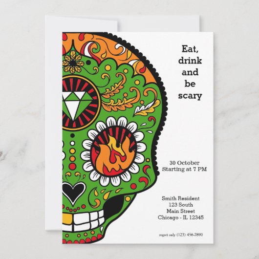 Suiker Skull-feest Kaart (Voorkant)