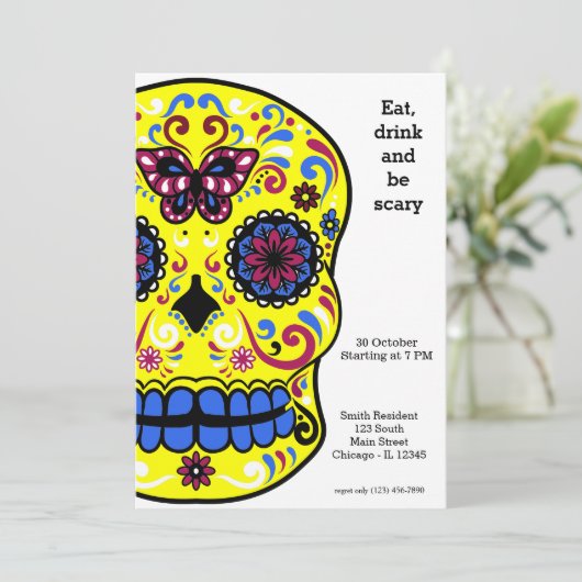 Suiker Skull-feest Kaart (Staand voorkant)