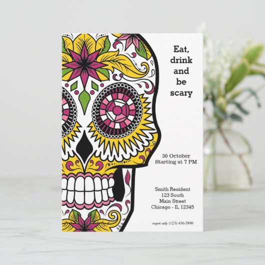 Suiker Skull-feest Kaart (Staand voorkant)