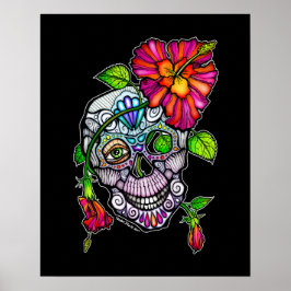 SUIKER SKULL & FLOWER 16"X20" POSTER