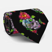 SUIKER SKULL & FLOWER STROPDAS (Opgerold)