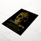 Suiker Skull Gold Dia de Los Muertos Halloween Folie Uitnodiging (Gedraaid)