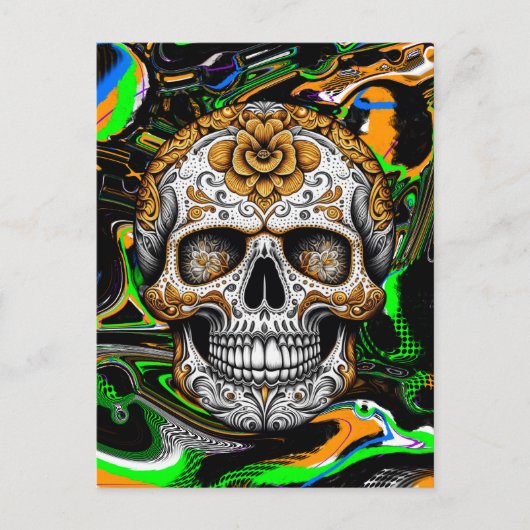 Suiker Skull Halloween Briefkaart (Voorkant)