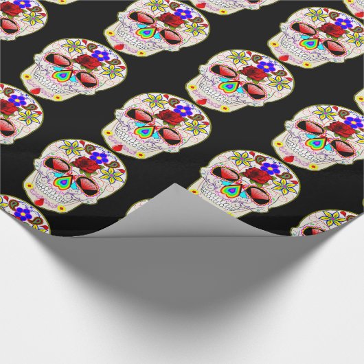 Suiker Skull Halloween Cadeaupapier (Hoek)