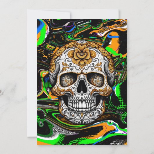 Suiker Skull Halloween Kaart (Voorkant)