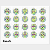 Suiker Skull Halloween Ronde Sticker (Vel)