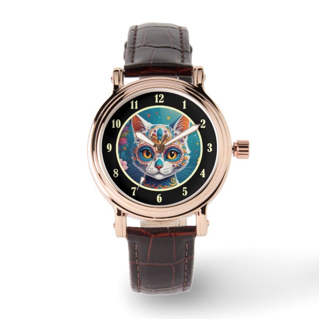 Suiker Skull Kat Horloge (Voorkant)
