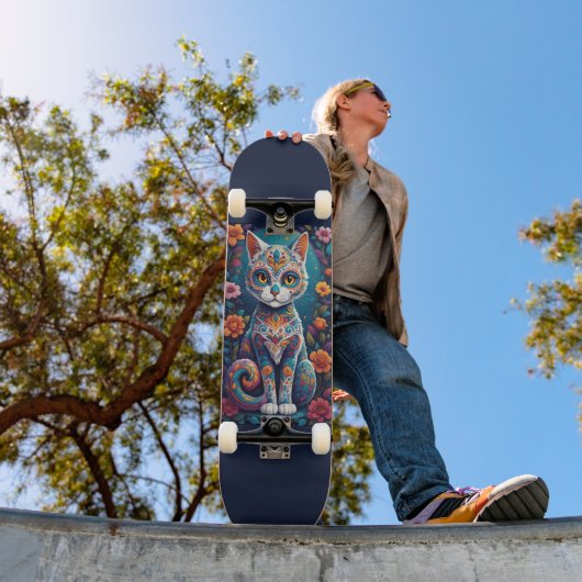 Suiker Skull Kat Persoonlijk Skateboard (Buiten 1)
