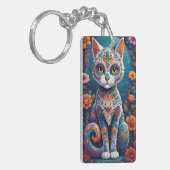 Suiker Skull Kat Sleutelhanger (Voorkant Links)
