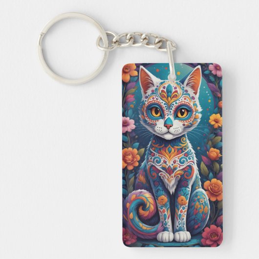 Suiker Skull Kat Sleutelhanger (Voorkant)