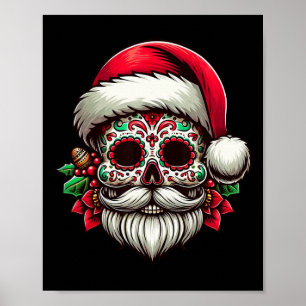 Suiker Skull Kerstman Mexico Calavera Kerstmis Dia Poster