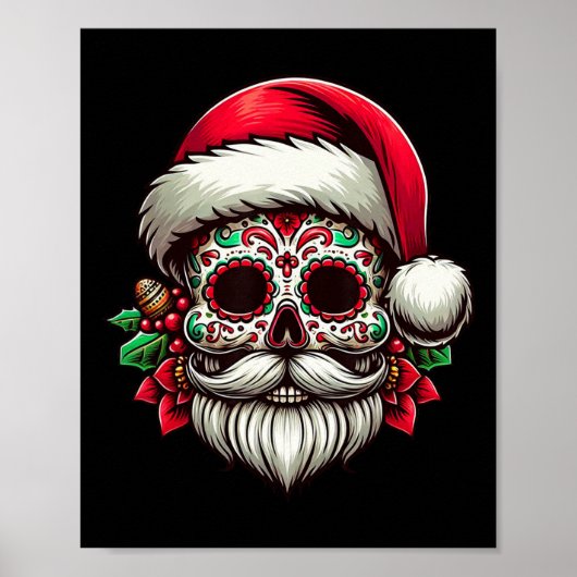 Suiker Skull Kerstman Mexico Calavera Kerstmis Dia Poster (Voorkant)