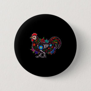 Suiker Skull Kip Dia De Muertos Halloween Dag O Ronde Button 5,7 Cm